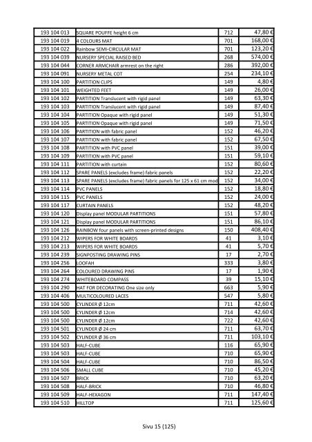 Oppien Oy hinnasto 1.4.2012-31.3.2013