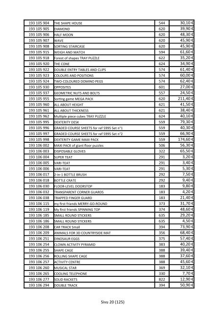 Oppien Oy hinnasto 1.4.2012-31.3.2013