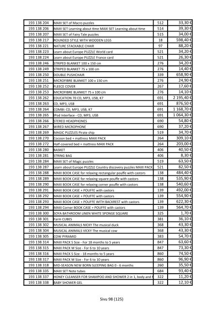 Oppien Oy hinnasto 1.4.2012-31.3.2013