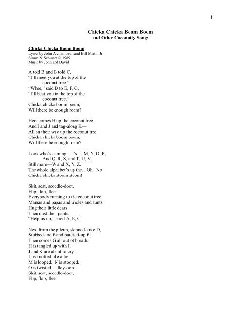 chicka chicka boom boom lyrics