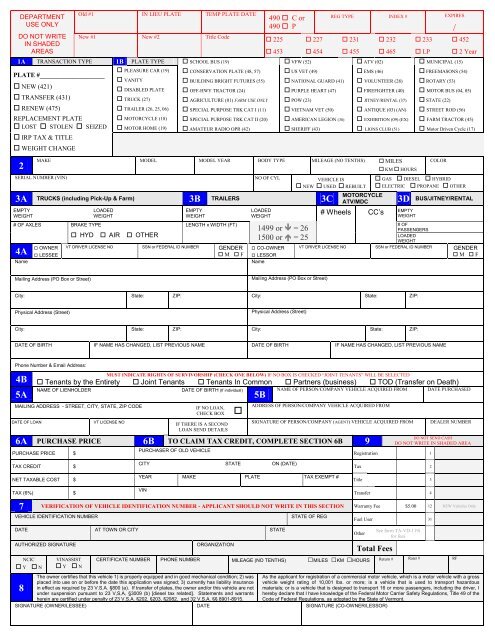 Registration/Tax/Title Application