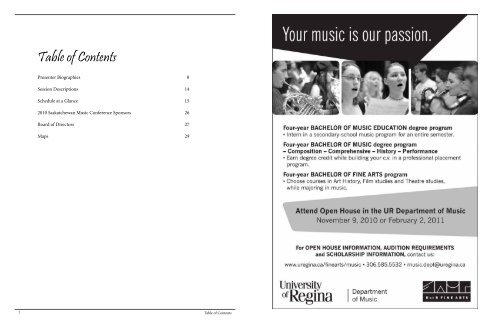 2010 Program - Saskatchewan Music Alliance