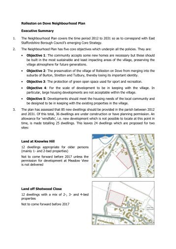 Rolleston on Dove Neighbourhood Plan Executive Summary 1. The ...