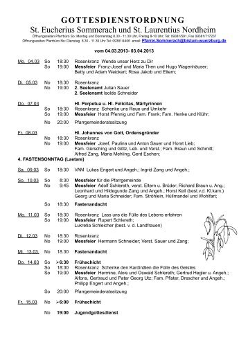 GOTTESDIENSTORDNUNG St. Eucherius Sommerach und St ...