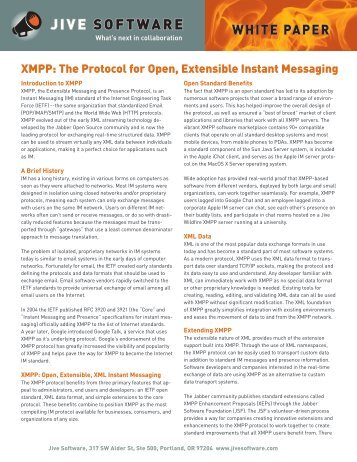 XMPP: The Protocol for Open, Extensible Instant ... - Ignite Realtime