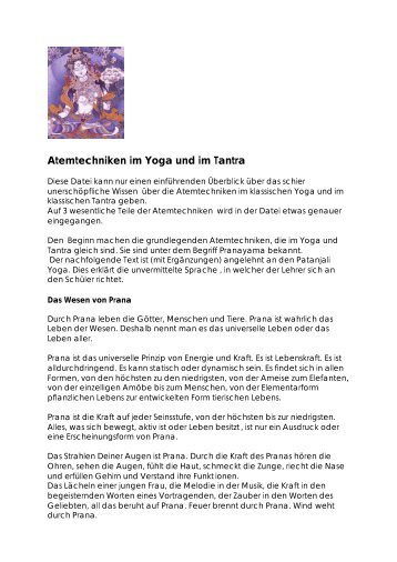 Atemtechniken im Yoga und im Tantra