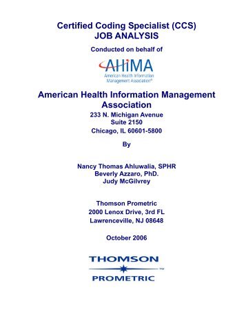 Certified Coding Specialist (CCS) JOB ANALYSIS American Health ...