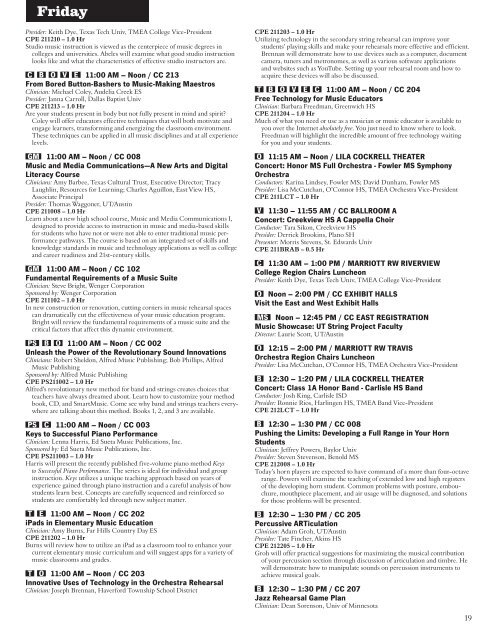 2013 convention schedule preview PDF - Texas Music Educators ...