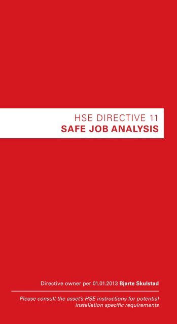 HSE DIRECTIVE 11 SAFE JOB ANALYSIS - BP