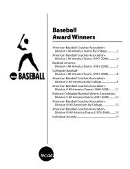 Baseball Award Winners - National Collegiate Athletic Association