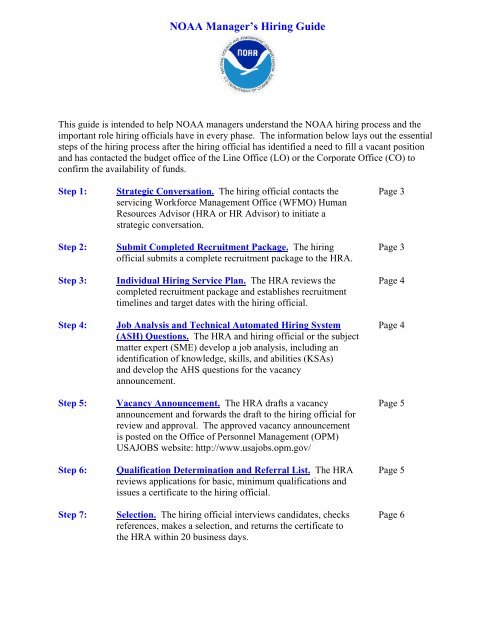 NOAA Manager&rsquo;s Hiring Guide - NOAA Workforce Management Office