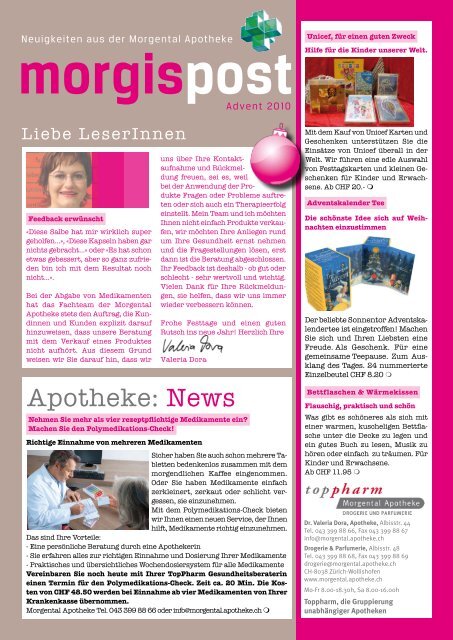 Liebe LeserInnen - TopPharm Morgental Apotheke, Drogerie und ...