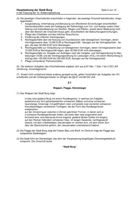 Lesefassung - zehnte Änderung HS - Stadt Burg