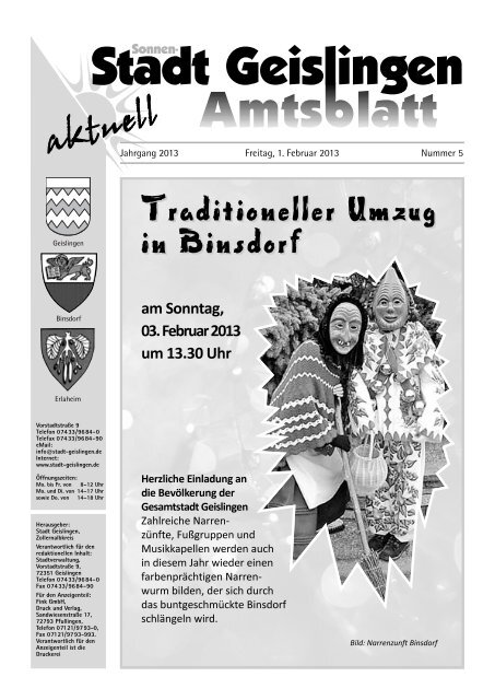 Amtsblatt Geislingen KW 5 - Stadt Geislingen