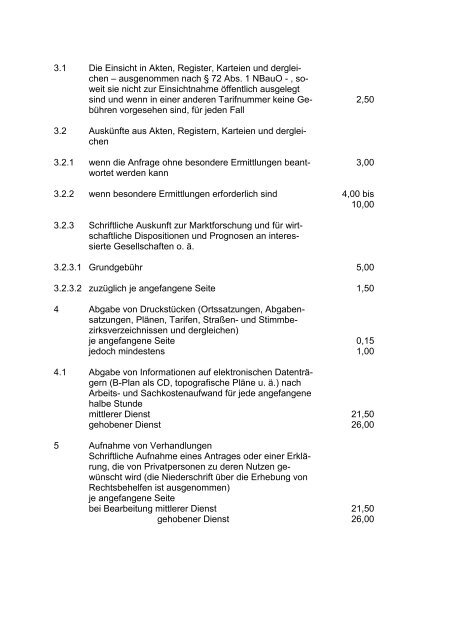 Kostentarif zur Verwaltungskostensatzung - Stadt Gifhorn
