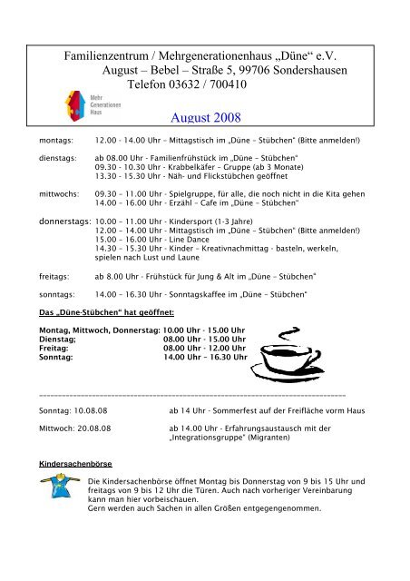 Familienzentrum – Mehrgenerationenhaus „Düne“ e - Sondershausen