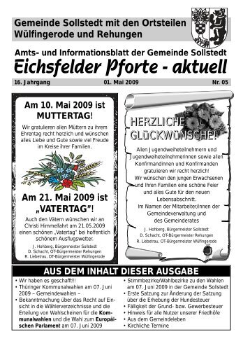 Eichsfelder Pforte - aktuell - Gemeinde Sollstedt