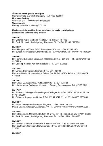 Ärztliche Notfallpraxis Strohgäu Siemensstraße 6, 71254 Ditzingen ...