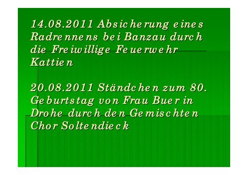 Das Geschehen im Jahr 2011 - Gemeinde Soltendieck