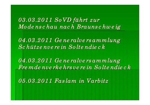 Das Geschehen im Jahr 2011 - Gemeinde Soltendieck