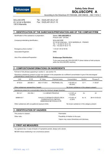 Fiche de données de sécurité - Soluscope