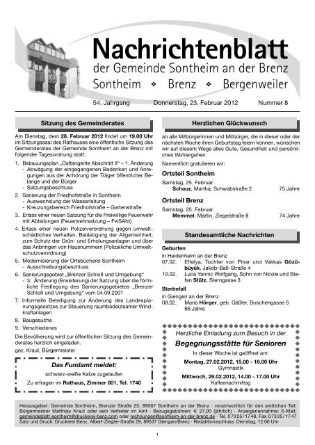 Nachrichtenblatt - Gemeinde Sontheim an der Brenz