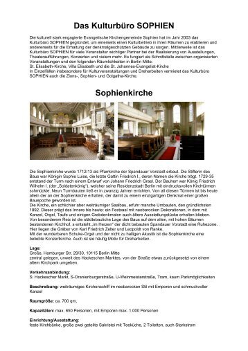 Info-Flyer Sophienkirche - in der Evangelischen Kirchengemeinde ...