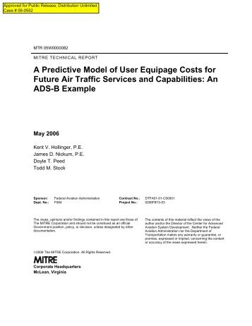 A Predictive Model of User Equipage Costs for Future Air ... - Mitre