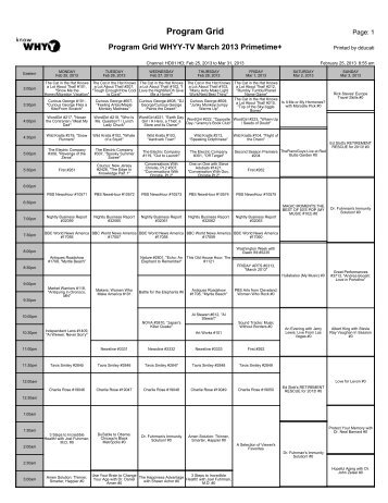 Program Grid - WHYY