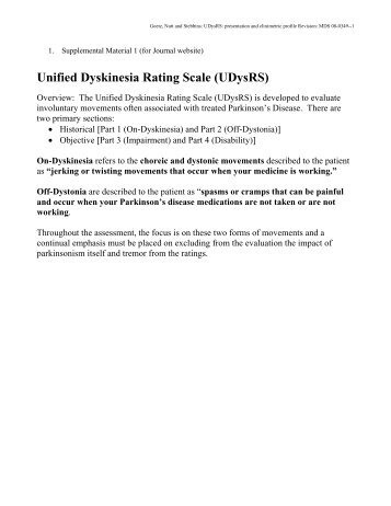 Unified Dyskinesia Rating Scale - The Movement Disorder Society