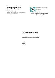 Managergehälter Vergütungsbericht - Verguetungsregister