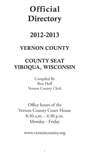 Official Directory - Vernon County