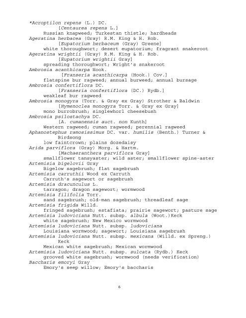 WSMR Floral Checklist - New Mexico State University