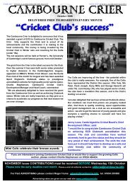 “Cricket Club's success” - Cambourne Information