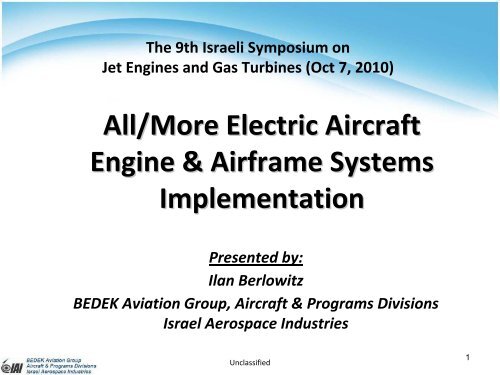 All/More Electric Aircraft Engine & Airframe Systems - Turbo & Jet ...