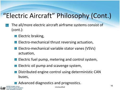 All/More Electric Aircraft Engine & Airframe Systems - Turbo & Jet ...