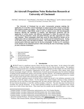 Jet Aircraft Propulsion Noise Reduction Research at University of ...