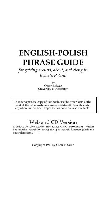 english-polish phrase guide - Polish Language Website - University ...