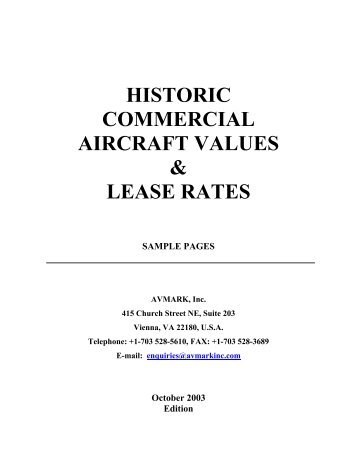 HISTORIC JET AIRCRAFT LEASE - RATES - Avmark Inc.