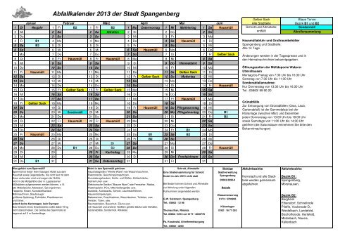 Abfallkalender 2013 - Spangenberg