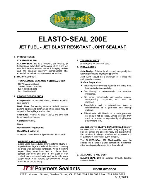 Elasto Seal 200e Jet Fuel