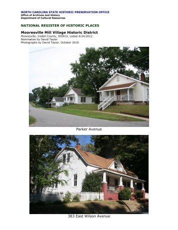 Mooresville Mill Village Historic District - North Carolina State ...
