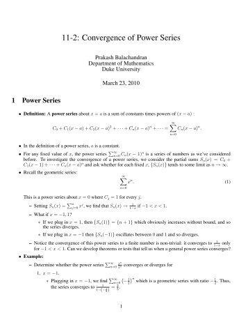 Day 11-2: Convergence of Power Series