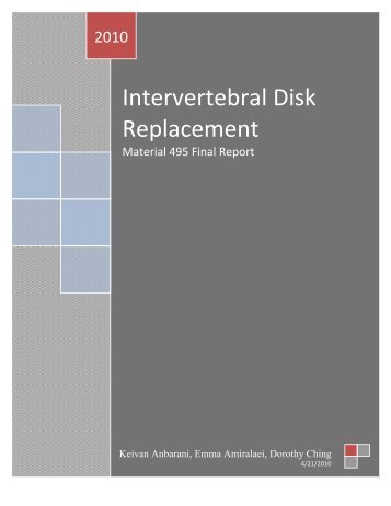 Intervertebral Disk Replacement - Keivan Anbarani's Electronic ...