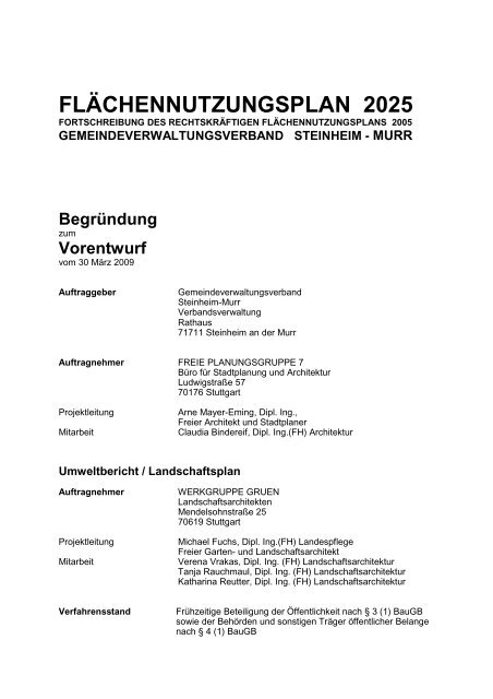 FLÄCHENNUTZUNGSPLAN 2025 - Stadt Steinheim an der Murr
