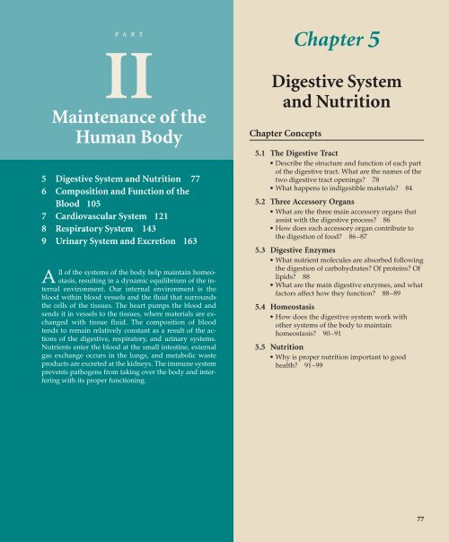 Chapter 5 Maintenance of the Human Body