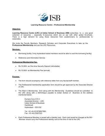 Professional membership Guidelines - Indian School of Business