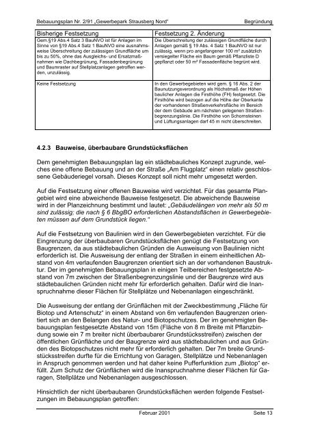 Stadt Strausberg Begründung zum Bebauungsplan Nr. 2/91 ...