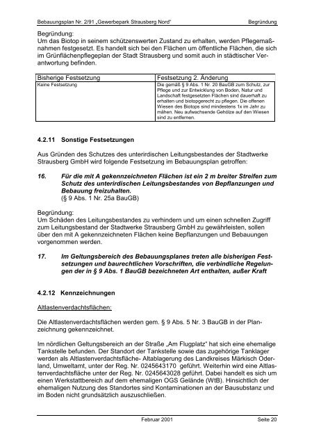 Stadt Strausberg Begründung zum Bebauungsplan Nr. 2/91 ...
