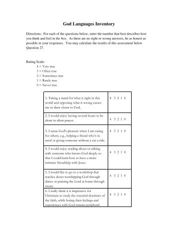 God Languages Inventory - Sermon Central